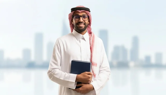 Saudi Professional Man with City Skyline Background