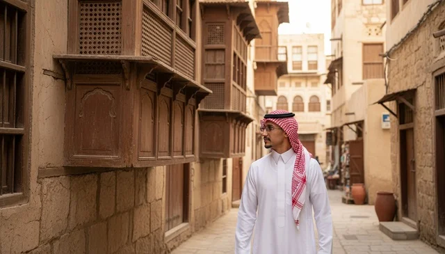 Saudi Man in Jeddah Al-Balad Historic District Saudi Man in Jeddah Al-Balad Historic District