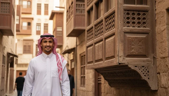 Saudi Man in Historic Jeddah Al-Balad District