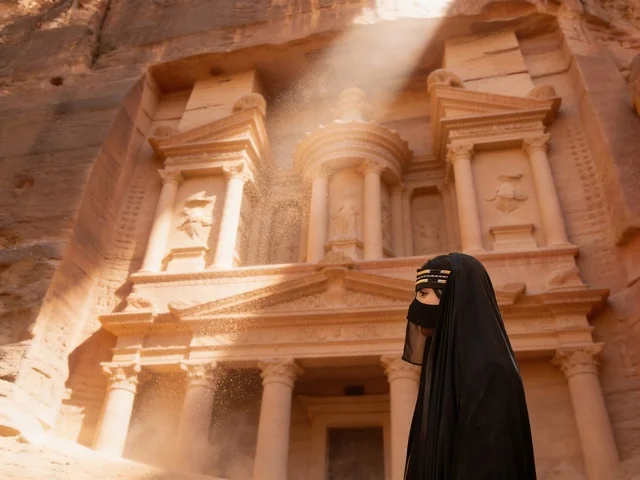 Woman in Niqab at Petra Treasury Jordan