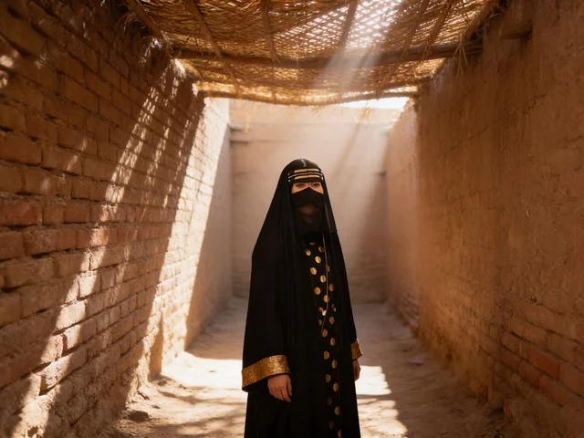Saudi Woman in Traditional Abaya in Heritage Alley