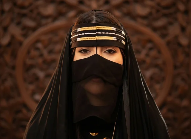 Saudi Woman Portrait in Traditional Najdi Heritage Dress
