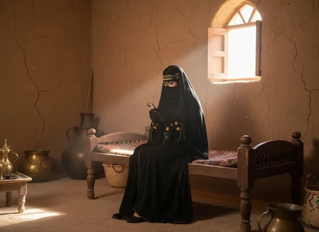 Emirati Woman in Traditional Dress in Heritage House
