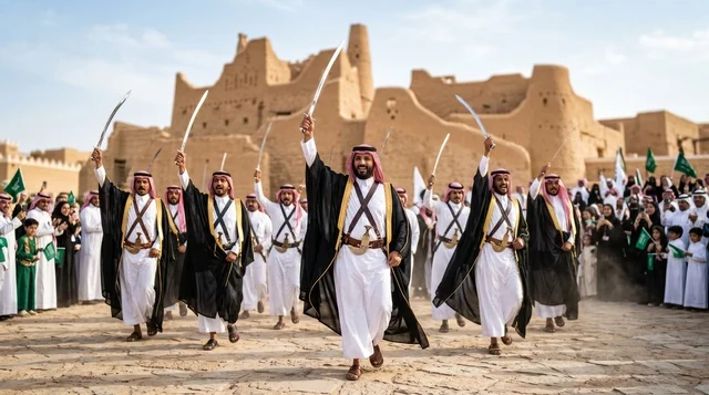 Saudi Ardah Sword Dance at Historical Diriyah Site