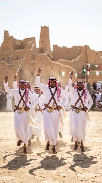 Saudi Ardah Sword Dance in Historic Diriyah Saudi Arabia