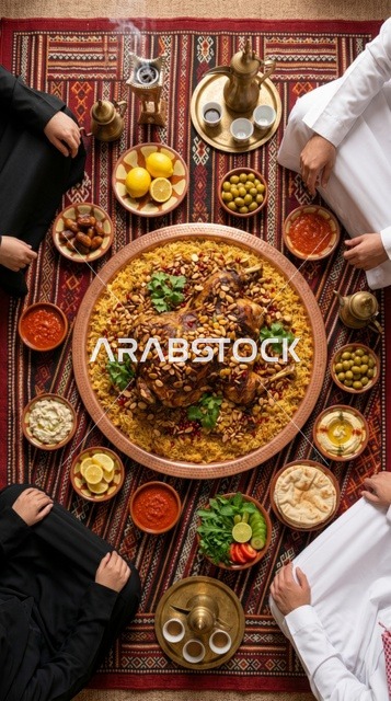 وليمة الكبسة السعودية بلحم الغنم لغداء عيد الأضحى