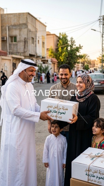 شاب سعودي يوزع لحوم الأضحية على عائلة محتاجة