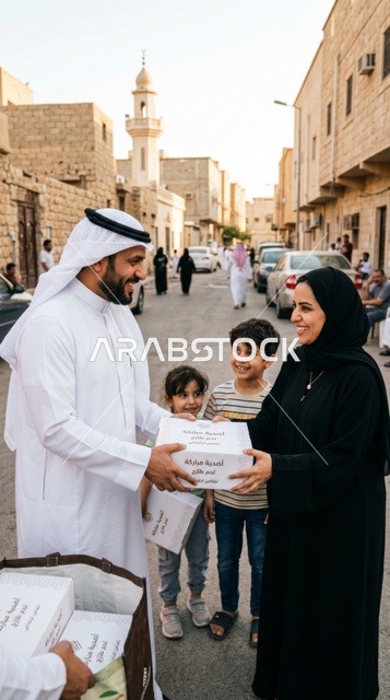 شاب سعودي يوزع لحوم الأضاحي في عيد الأضحى