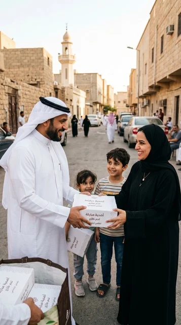 شاب سعودي يوزع لحوم الأضاحي في عيد الأضحى