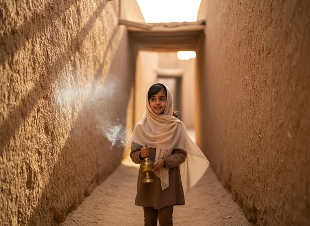 Saudi Girl with Incense Burner in Heritage Village
