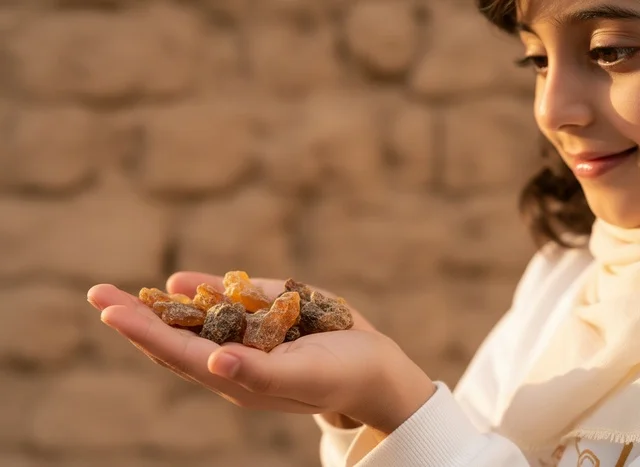 Saudi Girl Holding Frankincense in Traditional Dress