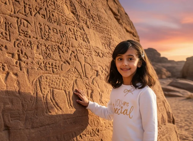 Saudi Girl at Al-Ula Ancient Rock Inscriptions Sunset Saudi Girl at Al-Ula Ancient Rock Inscriptions Sunset