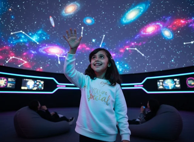 Arab Girl in Digital Planetarium Space Exhibition