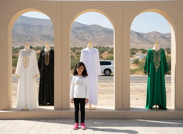 Omani Girl with Traditional Arab Clothing Display