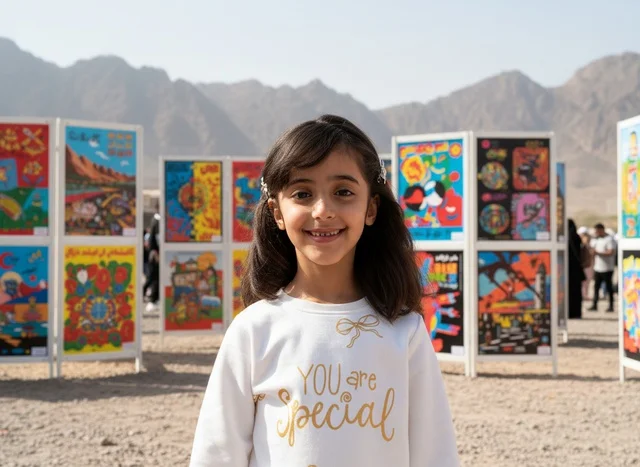 Young Saudi Girl at Outdoor Art Exhibition