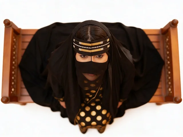 Emirati Woman in Traditional Abaya and Niqab