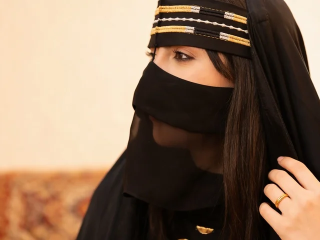 Emirati Woman in Traditional Burqa and Niqab