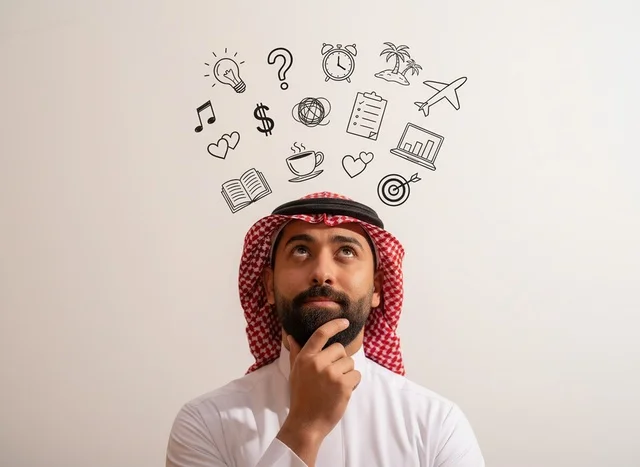 Saudi Man Thinking About Life Goals and Planning