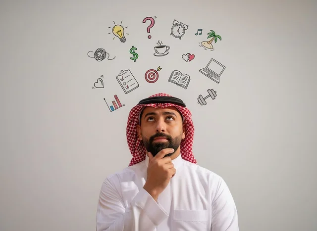 Saudi Man Thinking About Life Goals and Planning