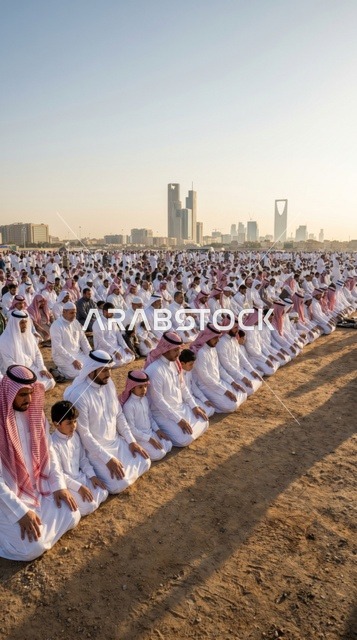صلاة عيد الأضحى في الرياض السعودية مع أفق المدينة