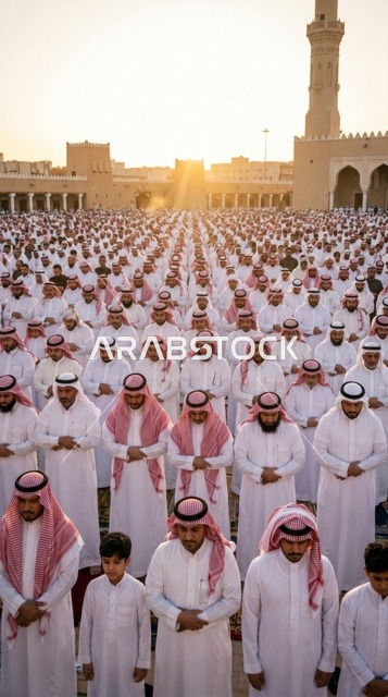 صلاة عيد الأضحى للمصلين بالزي السعودي في الساحة