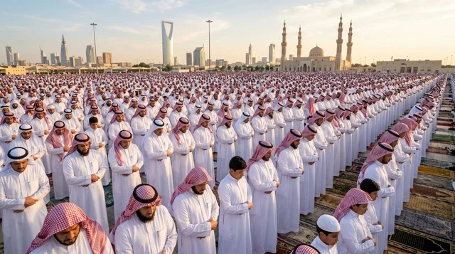 صلاة عيد الأضحى للمصلين في ساحة الرياض بالسعودية