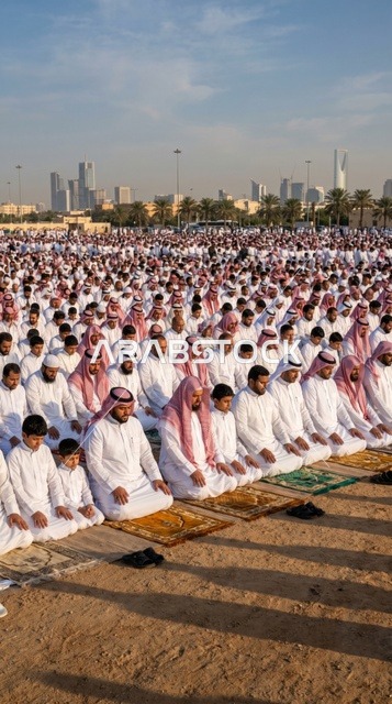 Eid Al Adha Prayer in Riyadh Saudi Arabia Skyline