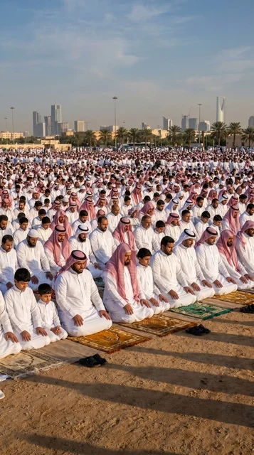 Eid Al Adha Prayer in Riyadh Saudi Arabia Skyline Eid Al Adha Prayer in Riyadh Saudi Arabia Skyline