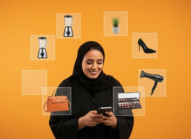 Saudi Woman Online Shopping with Smartphone App