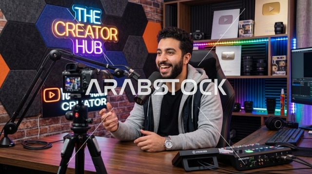 Arabic Content Creator Podcast Studio Recording