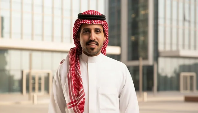 Saudi Man in Traditional Thobe at Business District