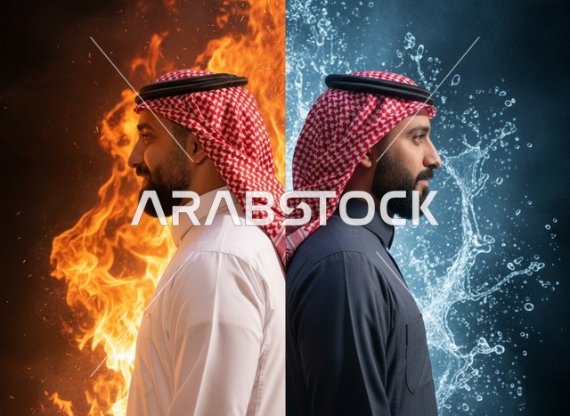 رجل سعودي بين عنصري النار والماء