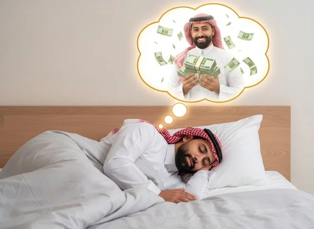 رجل سعودي يحلم بالثراء والحصول على المال