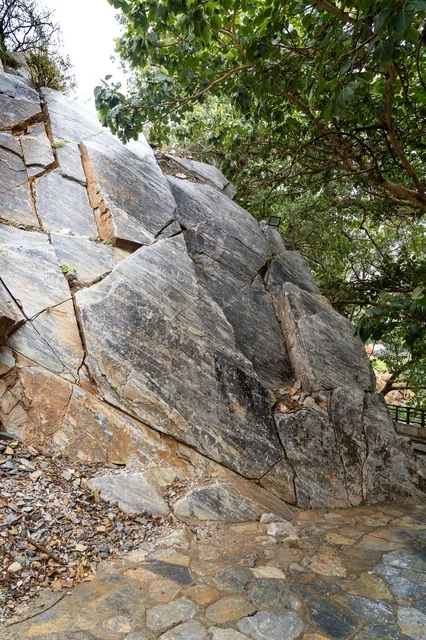 Natural Rock Formation and Stone Paved Pathway