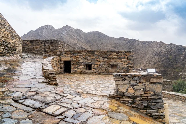 Historic Stone Architecture Saudi Mountain Landscape