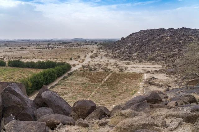 Rocky Mountain Desert Valley and Rural Farm in Saudi Arabia