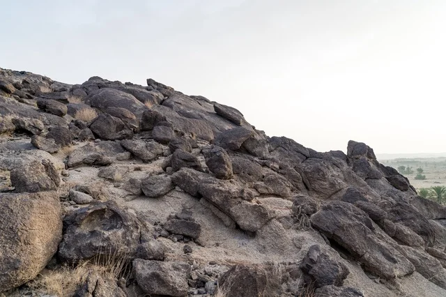 Rocky Mountain Slope in Arid Desert Landscape