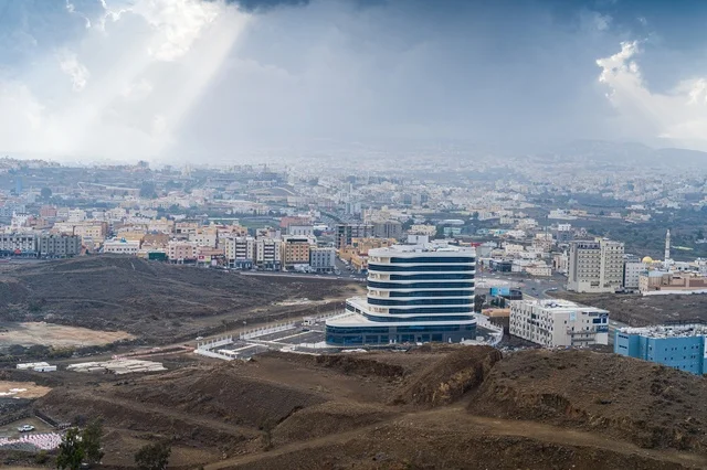 Modern Building Overlooking Abha City Landscape