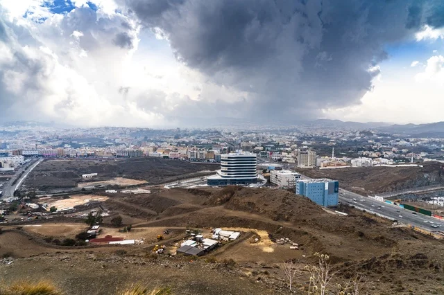Abha Saudi Arabia Cityscape Under Stormy Clouds