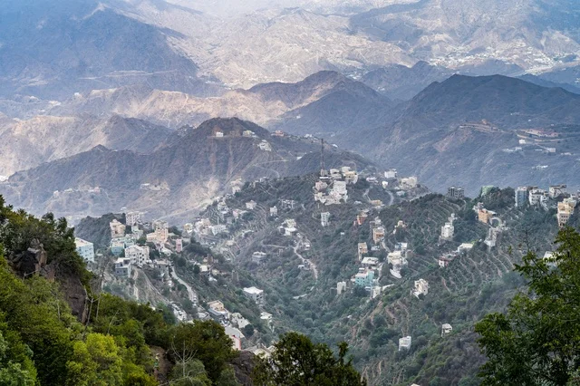 Mountain Village on Terraced Slopes Landscape