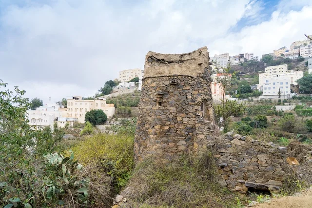 Ancient Stone Tower on Saudi Arabia Hillside Ancient Stone Tower on Saudi Arabia Hillside