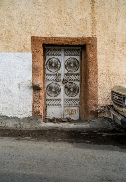 Traditional Old Metal Door in Saudi Arabian Street
