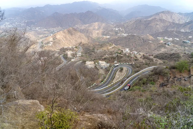 Winding Road in Sarawat Mountains Saudi Arabia Daylight