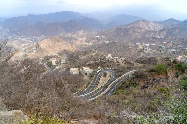 Winding Mountain Road in Sarawat Saudi Arabia