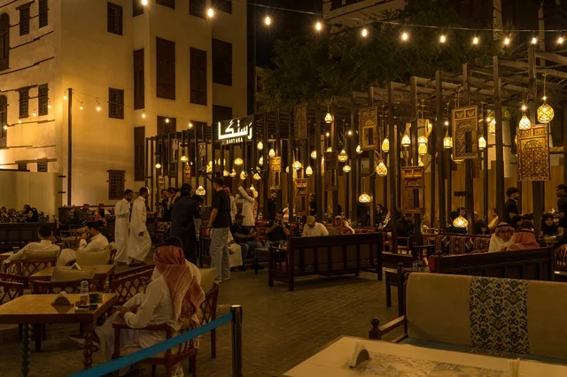 Traditional Cafe in Al-Balad Jeddah at Night