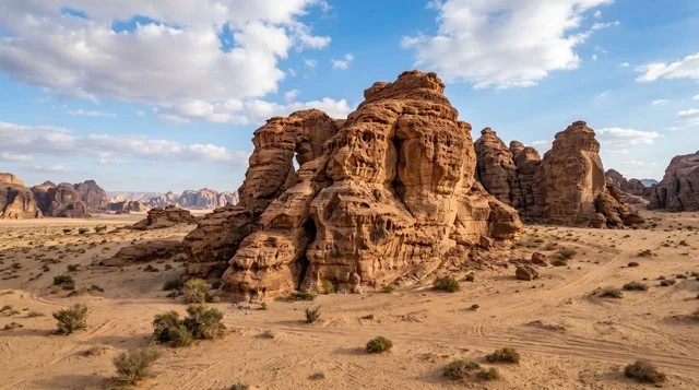 التكوينات الصخرية في صحراء العلا بالمملكة العربية السعودية