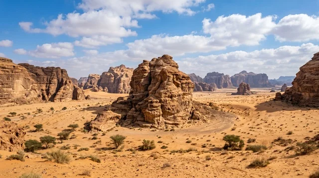AlUla Desert Rock Formations and Blue Sky AlUla Desert Rock Formations and Blue Sky