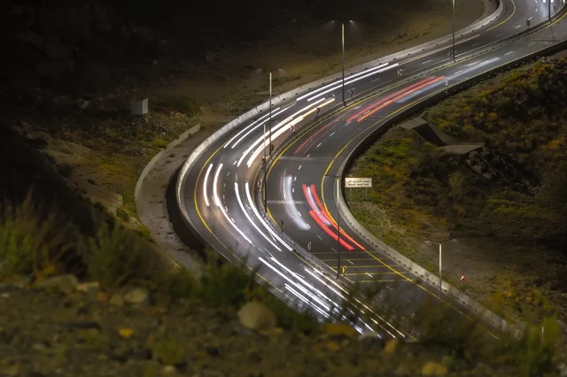Aqabat al-Hada Road Taif Night Long Exposure
