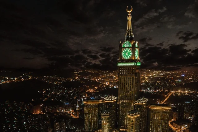 Makkah Clock Tower Saudi Arabia Night Aerial View