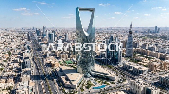 أفق مدينة الرياض وبرج المملكة في المملكة العربية السعودية